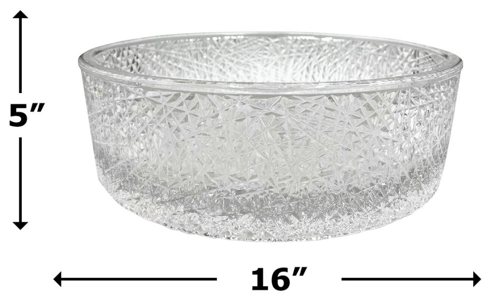 CastelloUSA Stadium Round Glass Crystal Bathroom Vessel Sink Basin, Clear, 16"