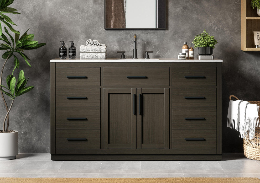 Home Living 60" Single Bathroom Vanity, Mocha Brown