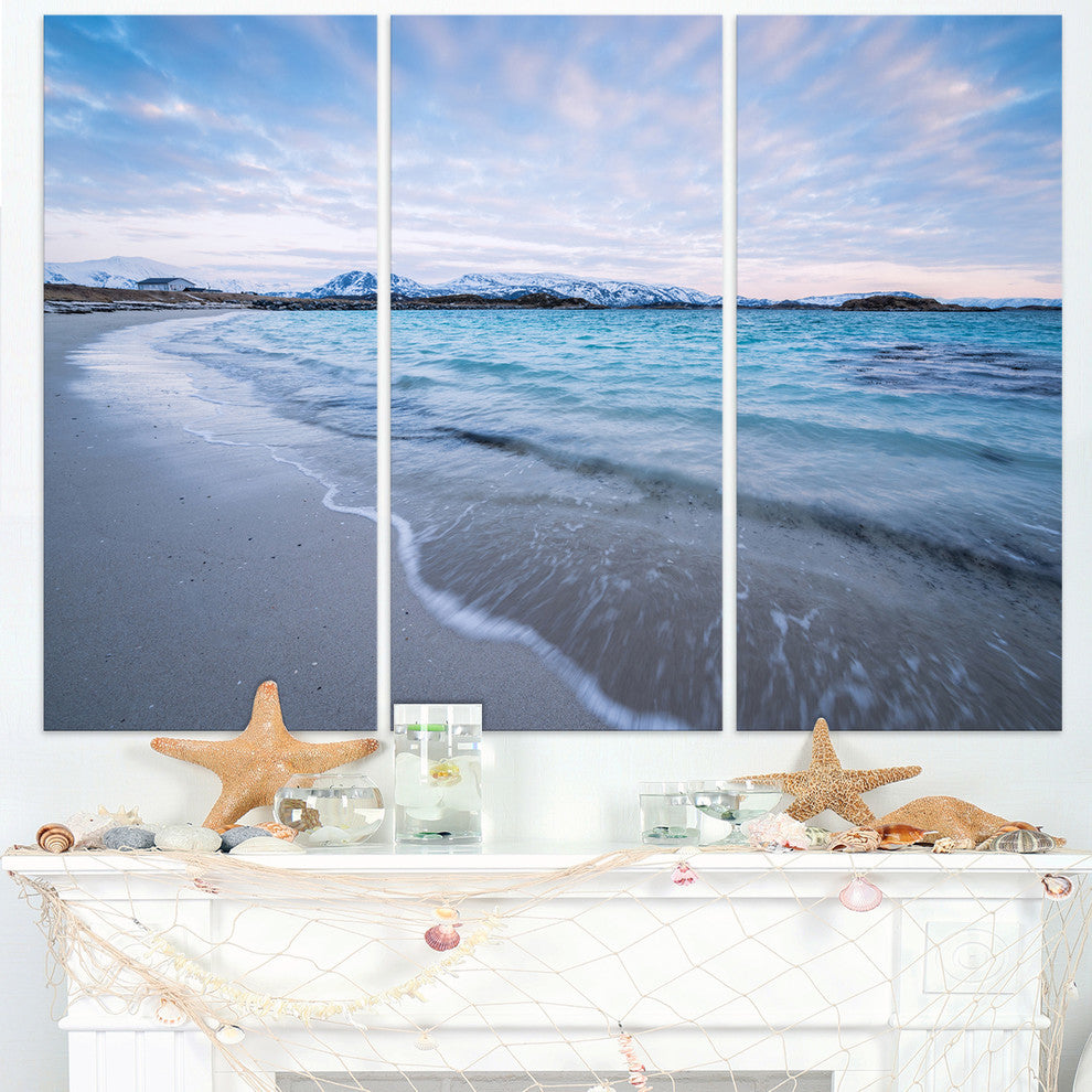 "Waves Splashing the Calm Seashore" Metal Wall Art, 3 Panels, 36"x28"