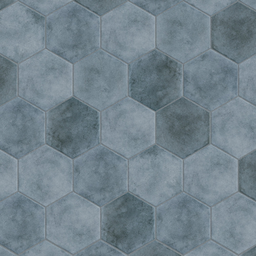 Matter Hex Blue Porcelain Floor and Wall Tile