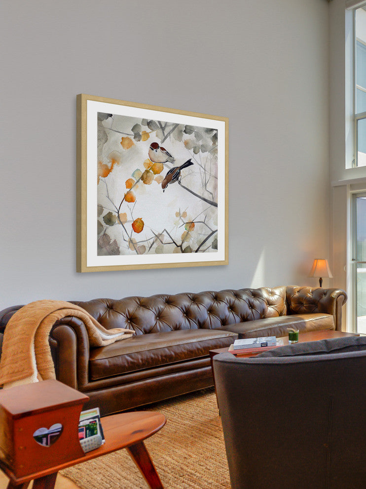 Marmont Hill, "Fall Birds" by Christine Lindstrom Framed Painting Print, 24x24