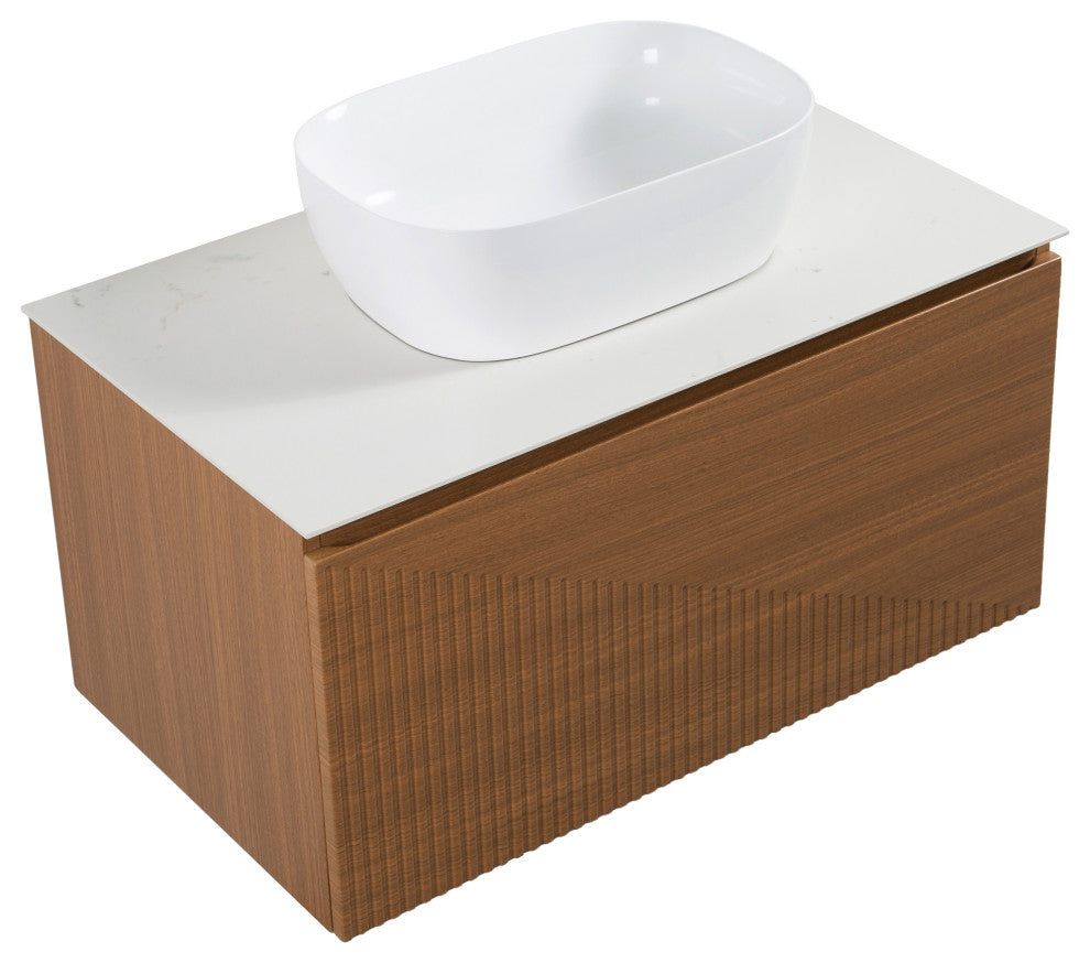 Simon Series Wall Mount Vanity With a Porcelain Vessel Sink, 36"