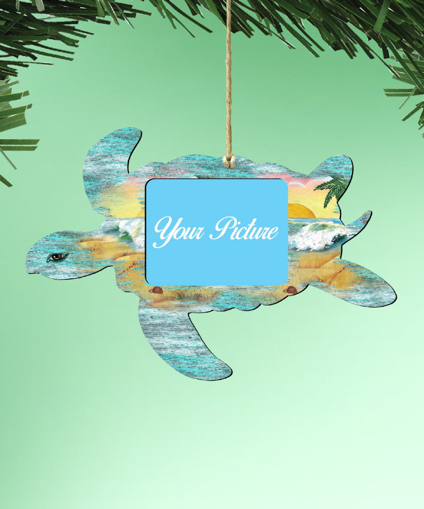 Sea Turtle Picture Frame Ornament Set of 2