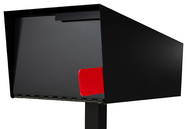 Modern Mailbox | Post Mounted Modern Mailbox | Monochromatic, Black, Post Includ