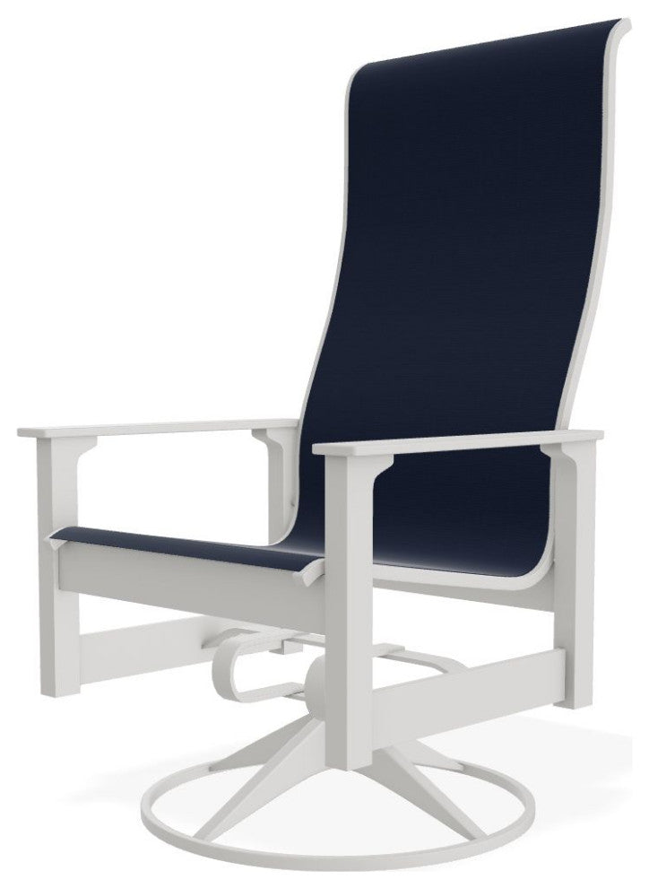 Leeward Sling Outdoor Swivel Rocker, Navy/Snow