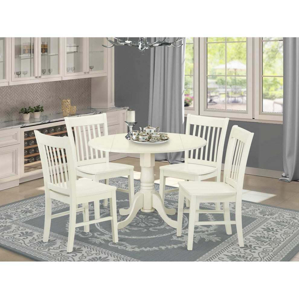5 Pc Dublin Kitchen Table Set -Dining Table And 4 Wood Seat Kitchen Chairs
