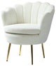 Upholstered Accent Barrel Chair With Tufted Back, Ivory