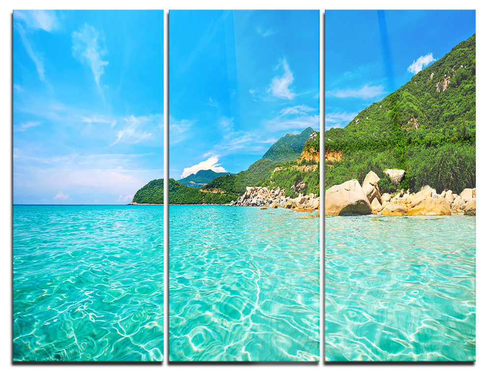 "Sky Mountain and Water" Photo Metal Wall Art, 3 Panels, 36"x28"