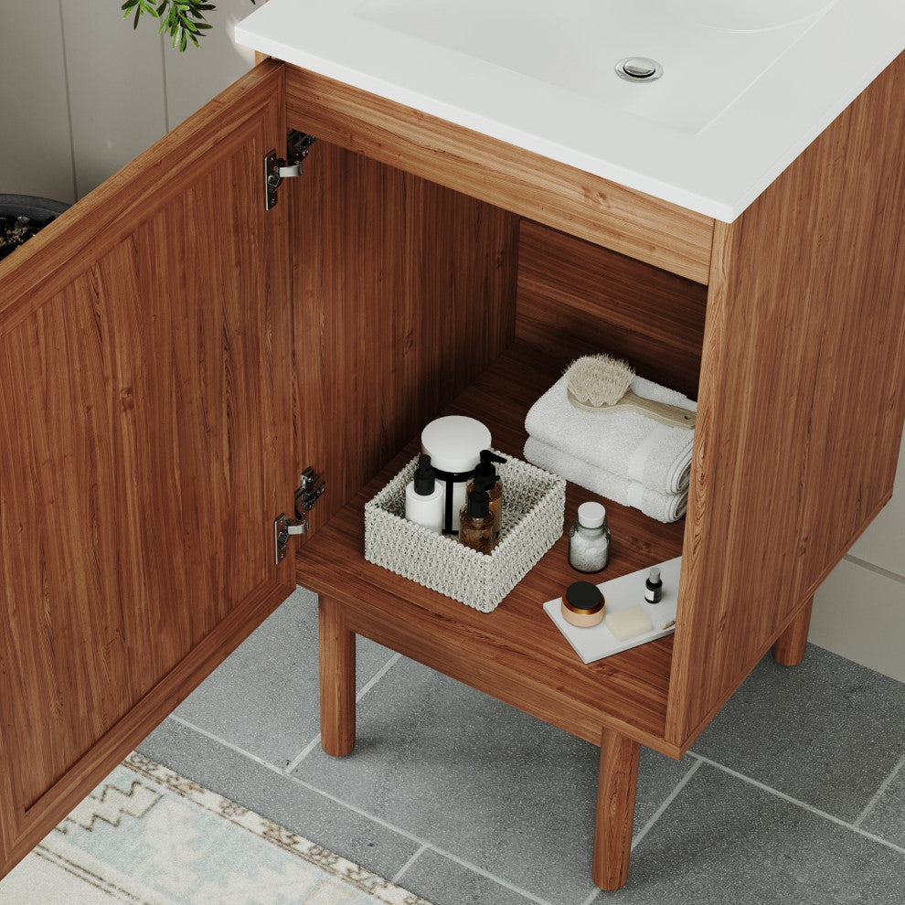 Hanalei Bathroom Vanity, Oak, 18", Single Sink, Freestanding