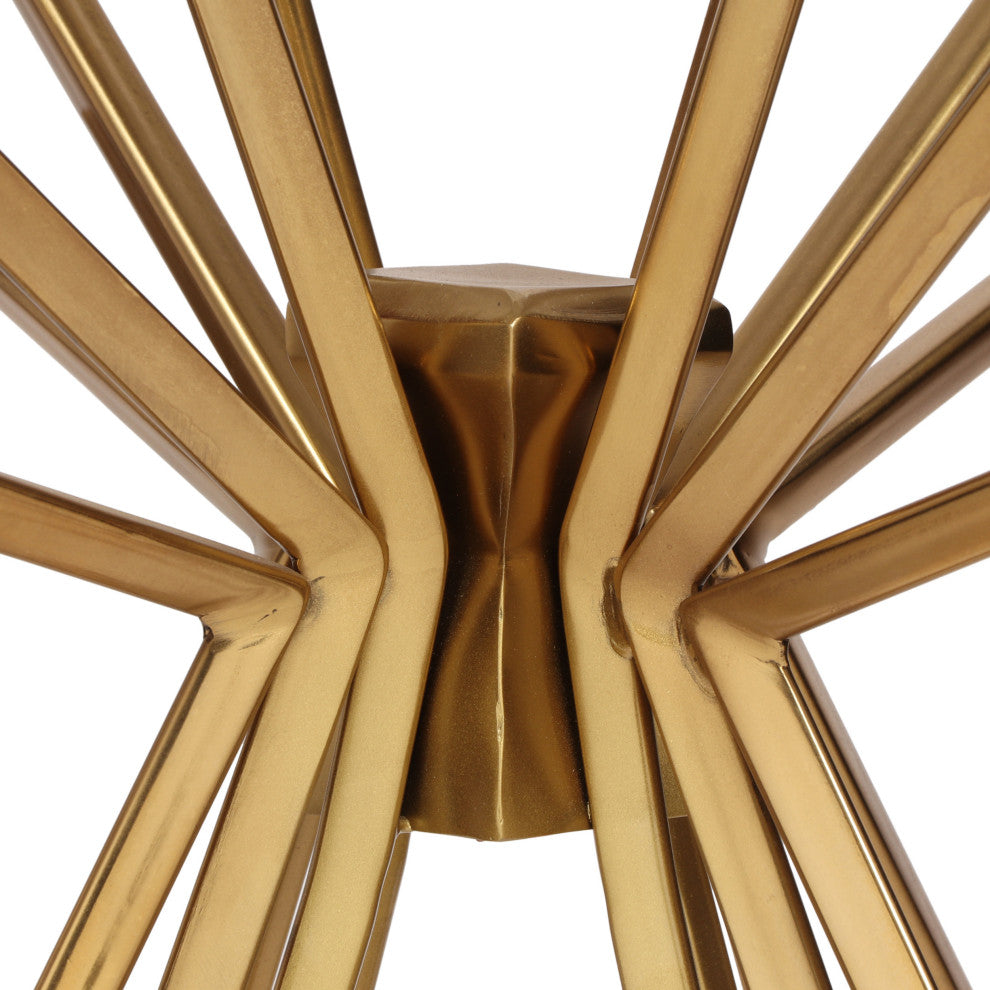 Nathan Modern Glam Handcrafted Sunburst Accent Table with Tempered Glass Top, Gold