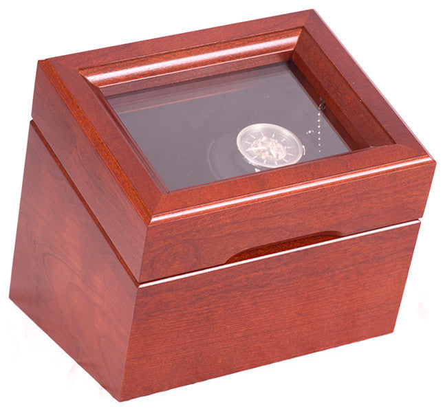 The Brigadier, Single Watch Winder in Solid Cherry.  Featuring 4 winder programs