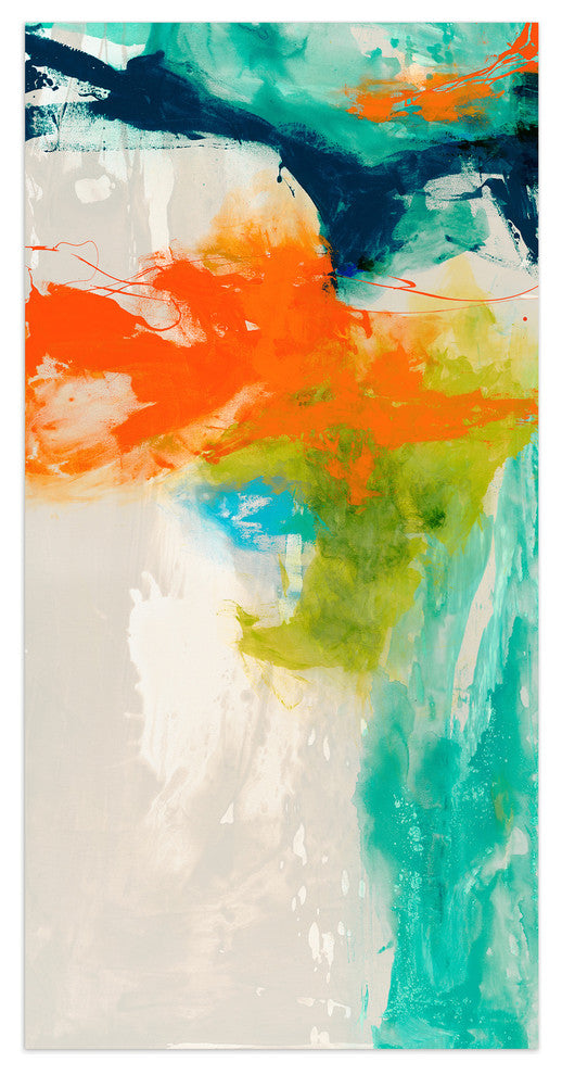 "Tidal Abstract 1" Frameless Free Floating Tempered Glass Wall Art