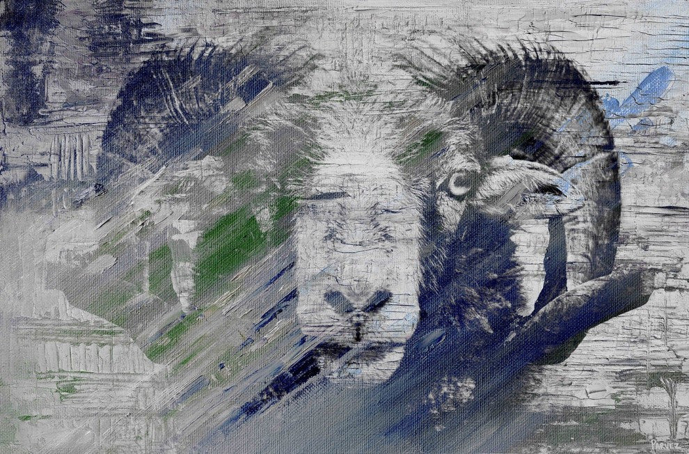 "Ram in Charge" Painting Print on Wrapped Canvas, 30"x20"