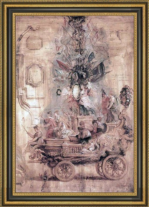 Peter Paul Rubens the Triumphal Car of Kallo sketch Framed Canvas Print, 18"x27"