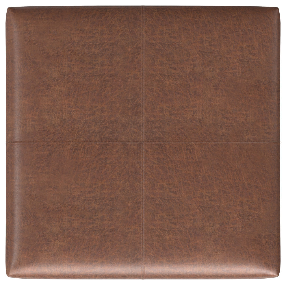 Gabbie Square Coffee Table Storage Ottoman, Distressed Saddle Brown