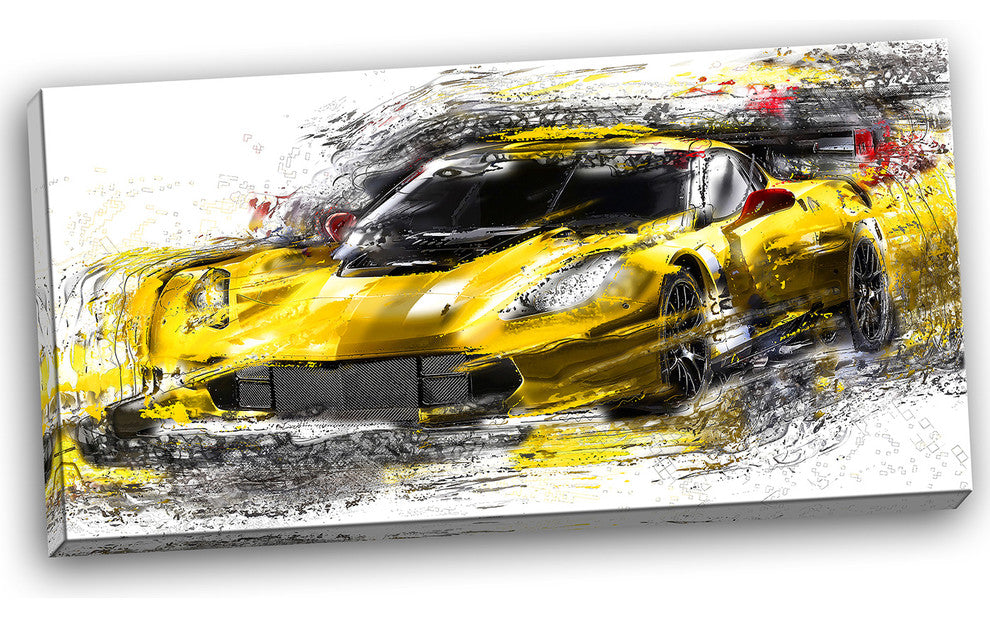 "Black and Yellow Speedster" Canvas Painting