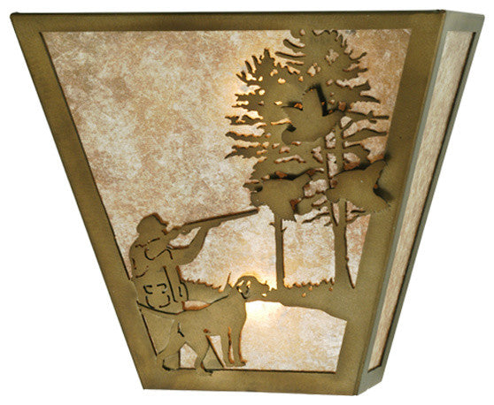 13" W Quail Hunter With Dog Wall Sconce