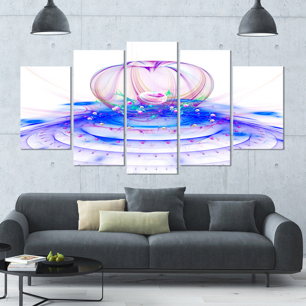 Spectacular Blue 3D Surreal Art, Floral Canvas Art Print, 60"x32", 5 Panels