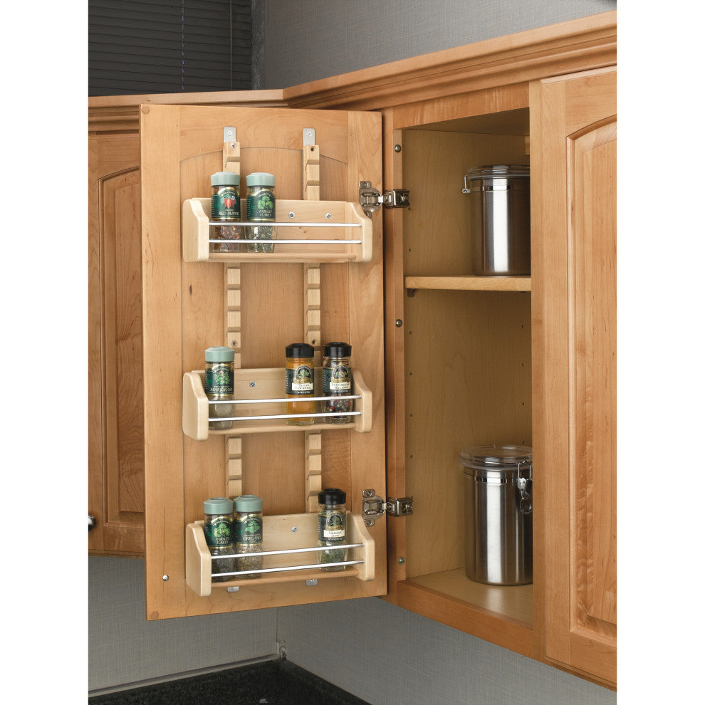 Wood Wall Cabinet Adjustable Spice Rack, 10.13"