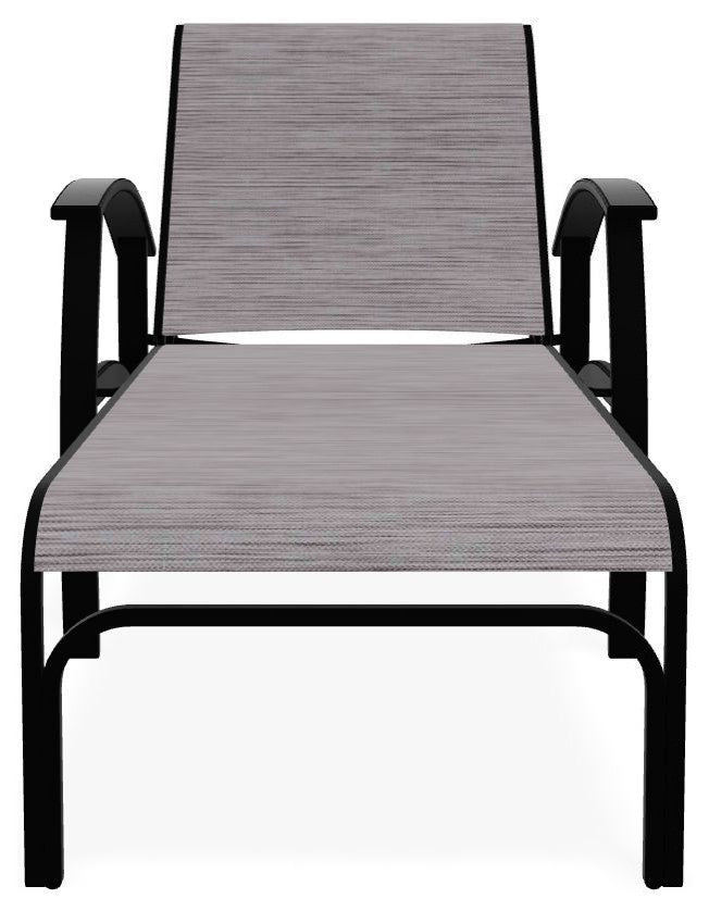 Belle Isle Sling 4-Position Outdoor Chaise Lounge, Fossil/Black