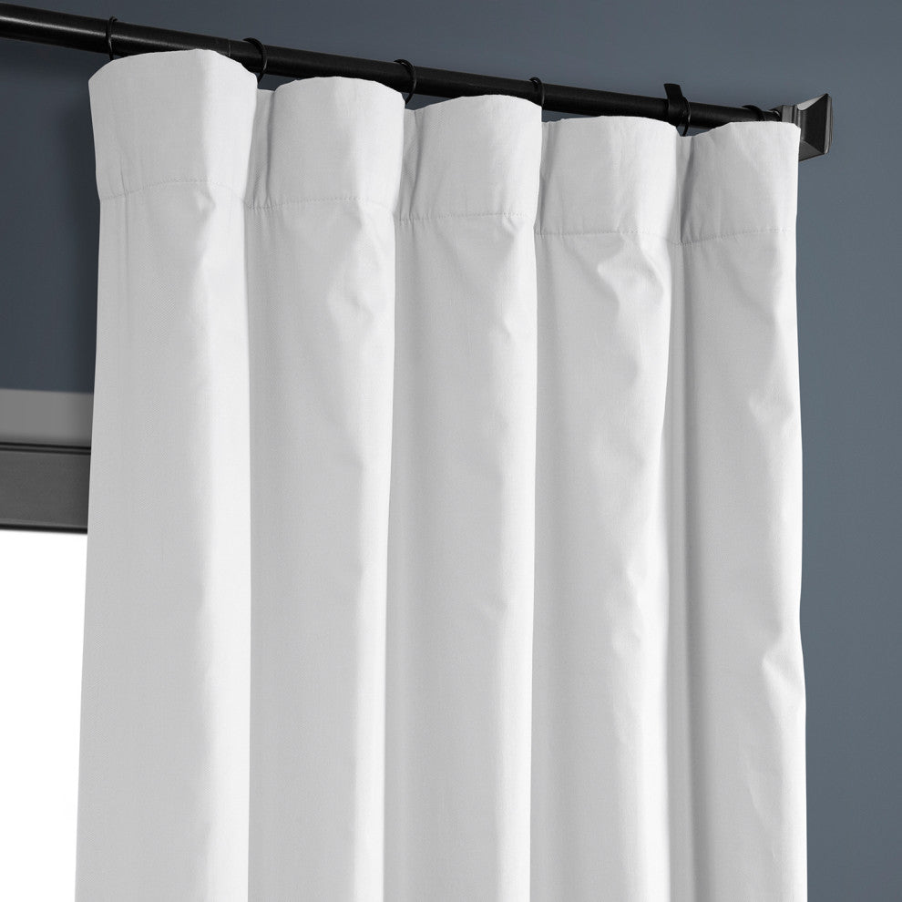 Solid Cotton Blackout Curtain Single Panel, White, 50"x96"
