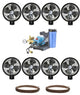 Kit of 8 High Pressure, 18" Oscillating Wall Mount Mist Fans