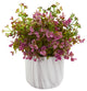 Eucalyptus Artificial Plant in Marble Finished Vase, Purple