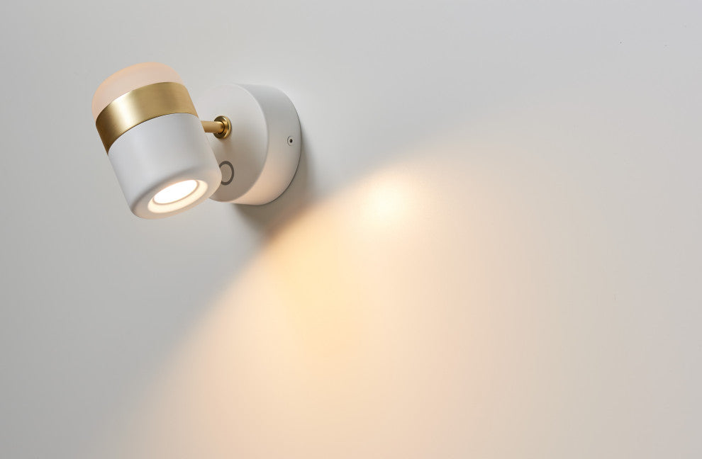 Ling Wall Lamp, White And Matte Brass
