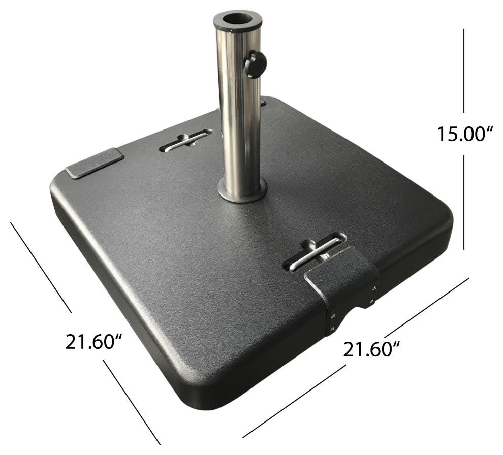 GDF Studio Larissa 119lb Concrete Square Umbrella Base With Steel Collar, Black