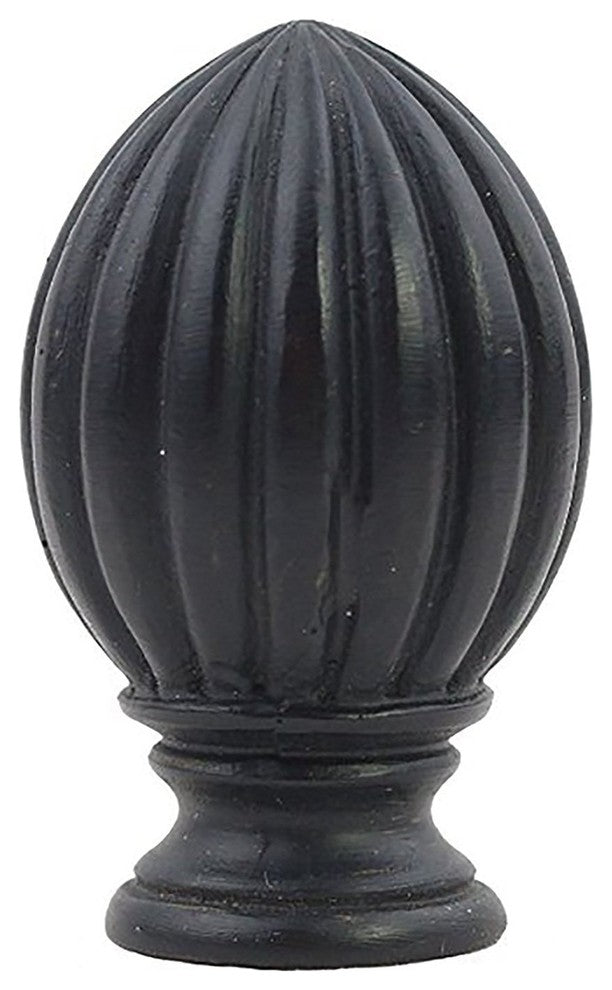 Urbanest Fluted Lamp Finial, Distressed Black, 2"