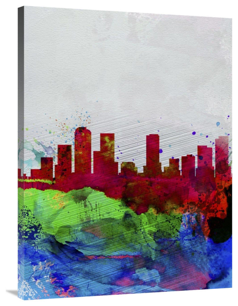 "Denver Watercolor Skyline" Fine Art Print