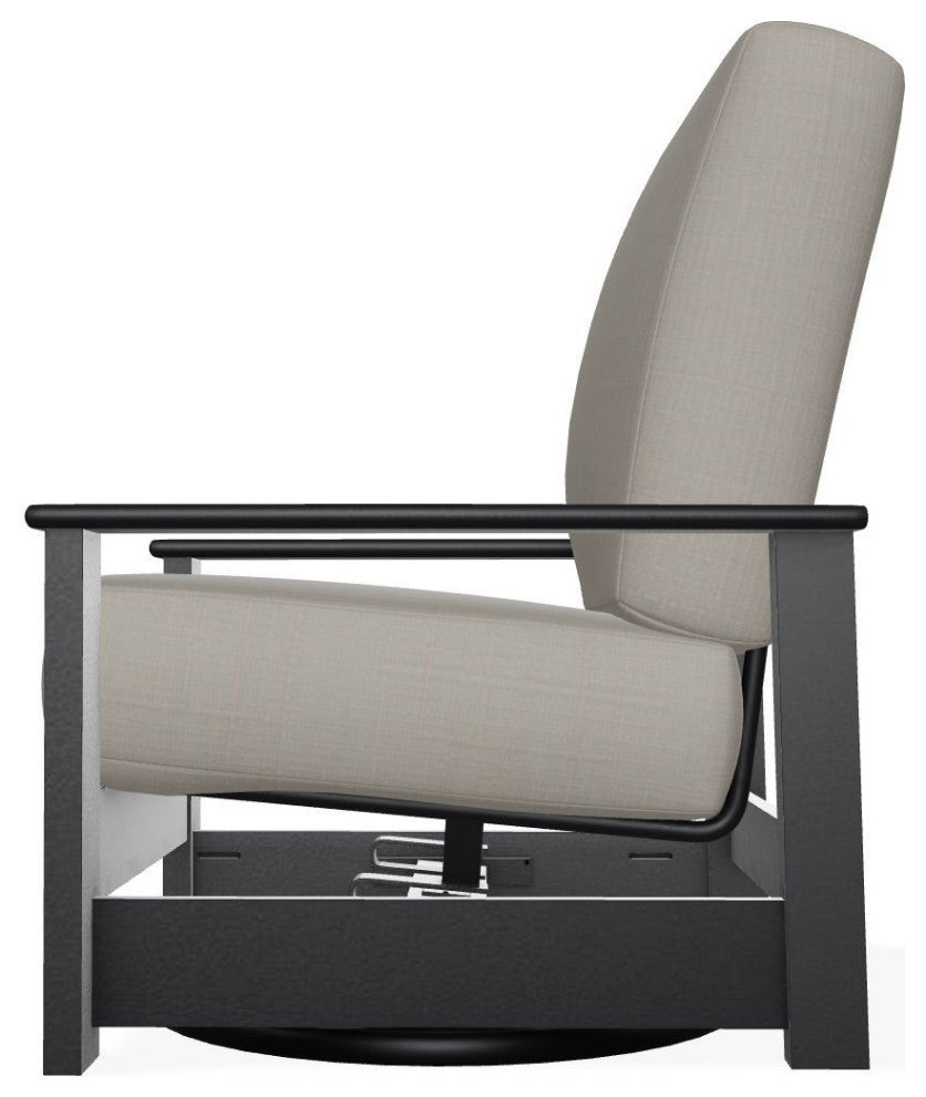 Leeward Deep Seat Outdoor Hidden Swivel Rocker, Stone Linen/Black