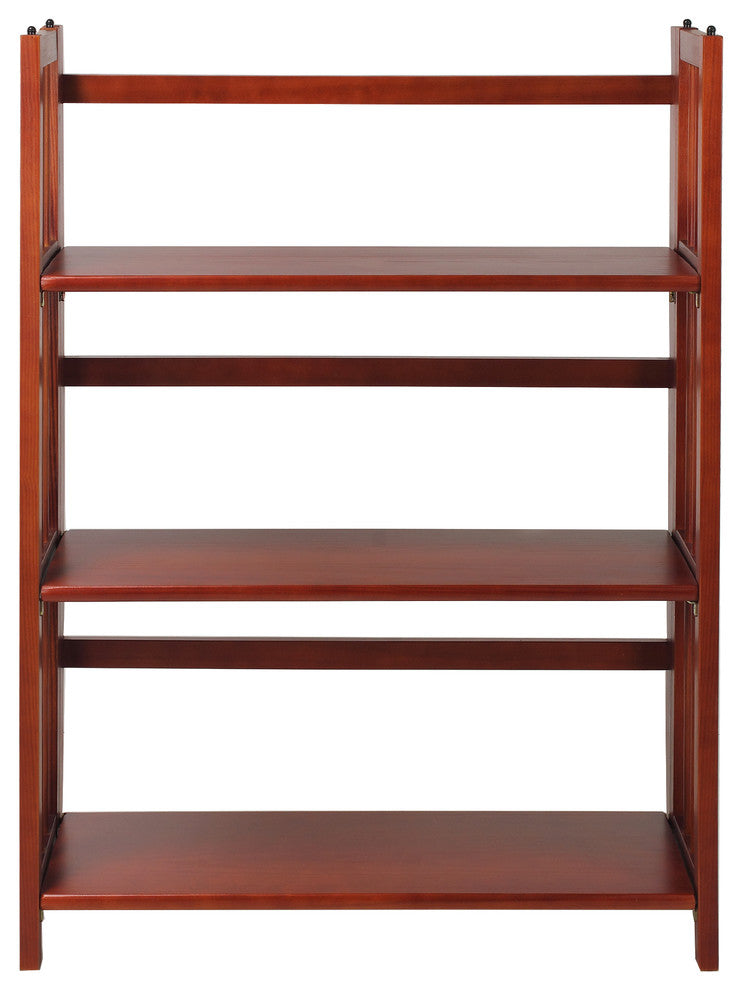 3 Shelf Folding Bookcase, Mahogany, Large, 3 Shelf