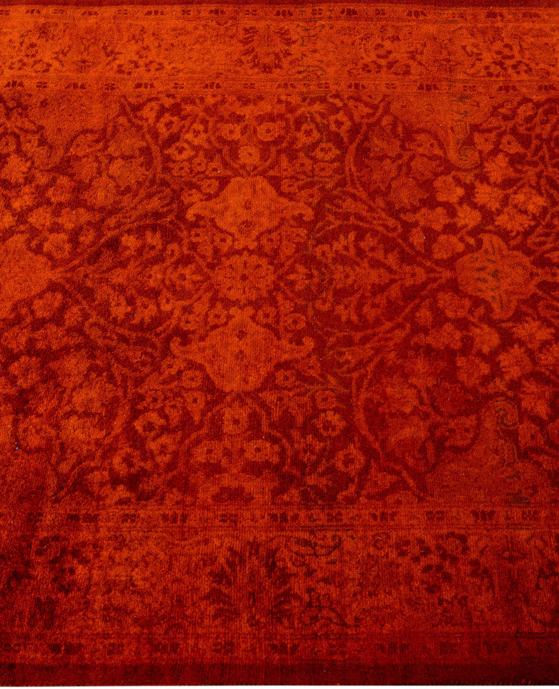 Overdyed One-of-a-Kind Hand-Knotted Area Rug Orange, 2' 7" x 10' 1"