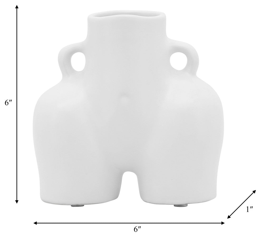 Ceramic 6" Half Body Vase, White