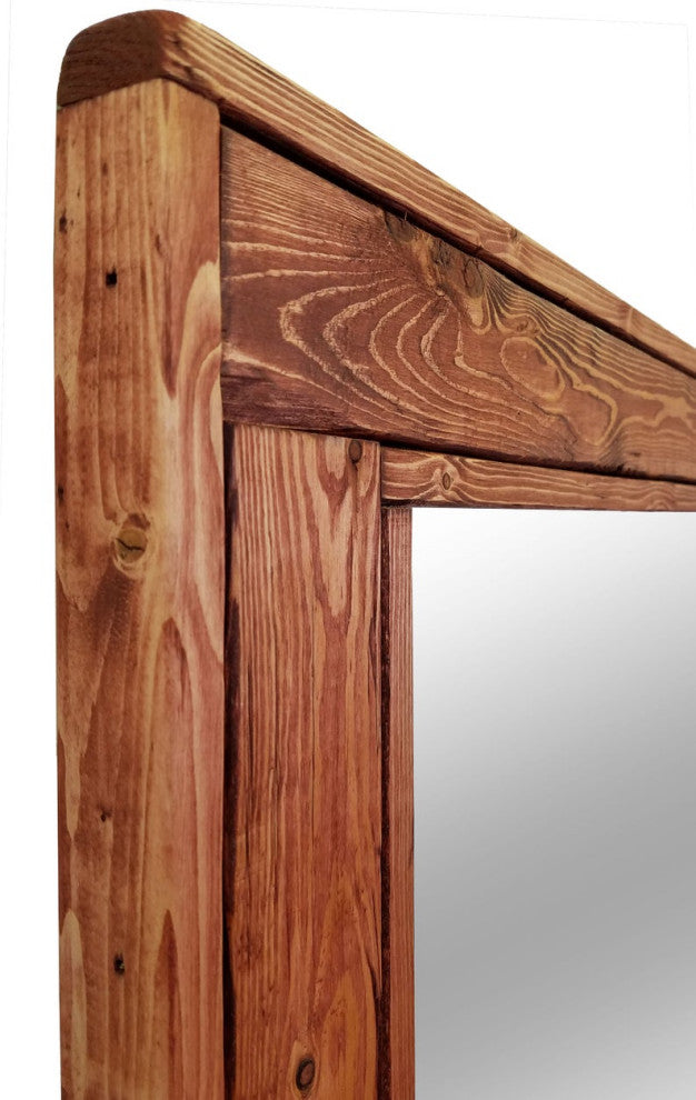 Herringbone Stained Vanity Mirror, Red Chestnut, 30"x42", Vertical