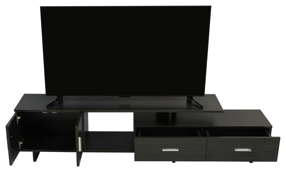 Avery 55-inch 2-Drawer 4-Shelf TV Stand in Steel, Phantom Gray