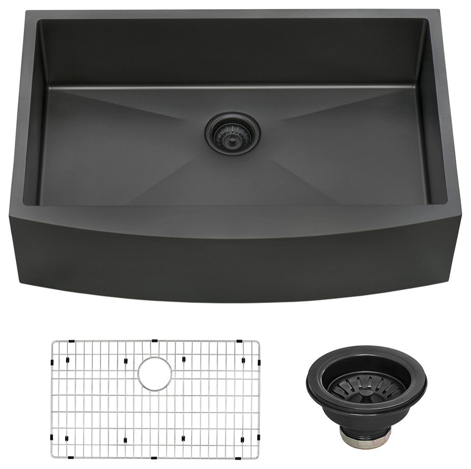 36-inch Farmhouse Sink - Gunmetal Black Matte Stainless Steel - RVH9880BL