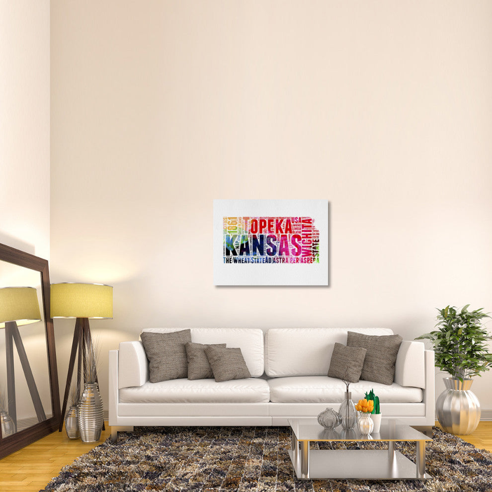 "Kansas Watercolor Word Cloud" Fine Art Print