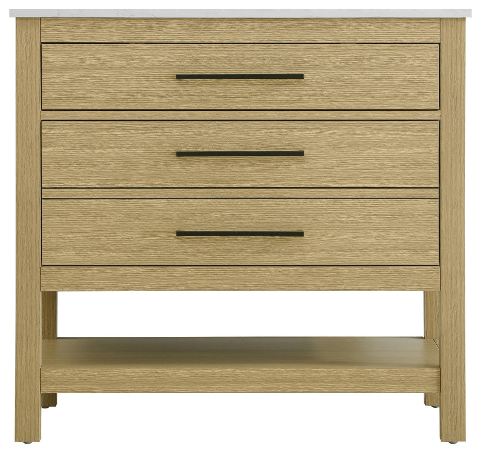Home Living 36" Single Bathroom Vanity, Honey Brown