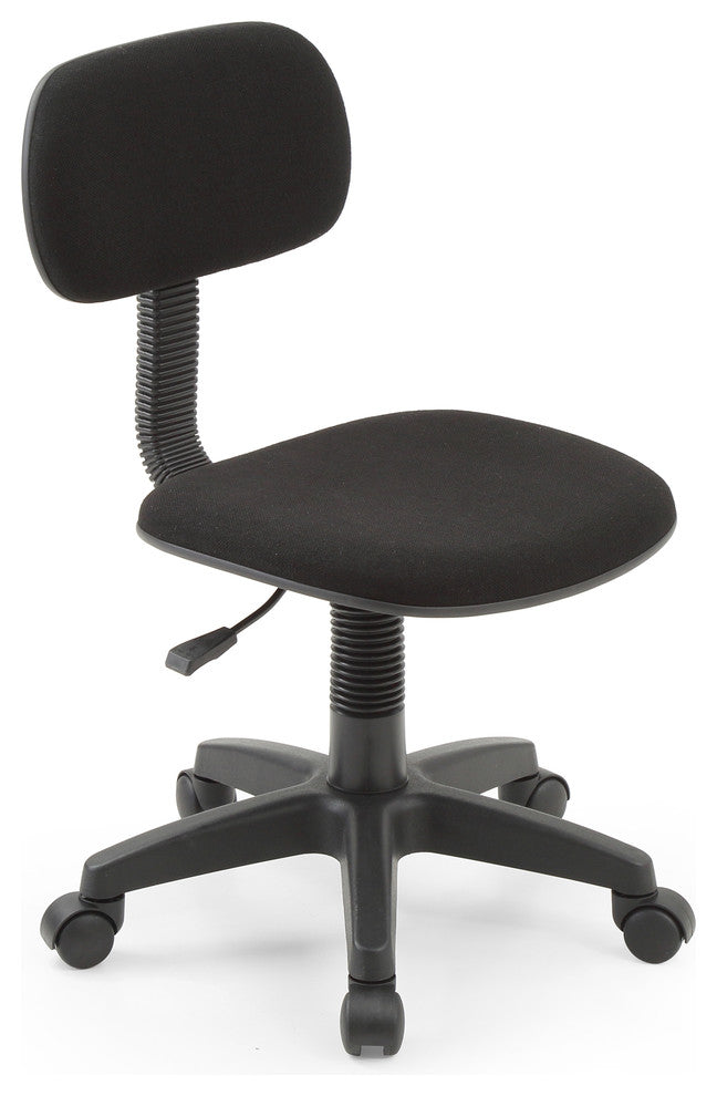 Hodedah Armless Adjustable Height Swivelling Task Chair in Black Fabric