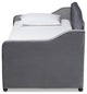 Hadgeon Gray Velvet Twin Daybed With Trundle