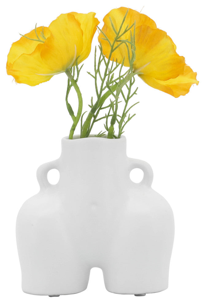 Ceramic 6" Half Body Vase, White