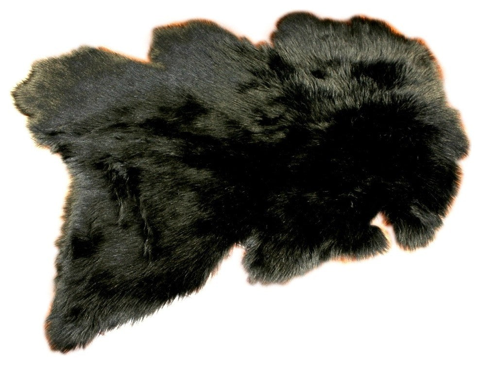 Non-Slip Black Shag Faux Sheepskin Rug, 7'