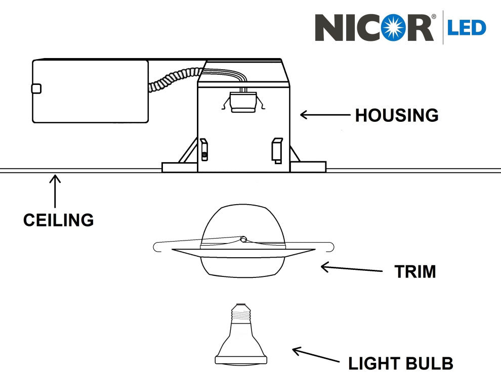 NICOR 6 inch Recessed Eyeball Trim, White
