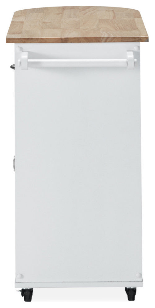 Chloe Kitchen Cart With Wheels, White and Natural