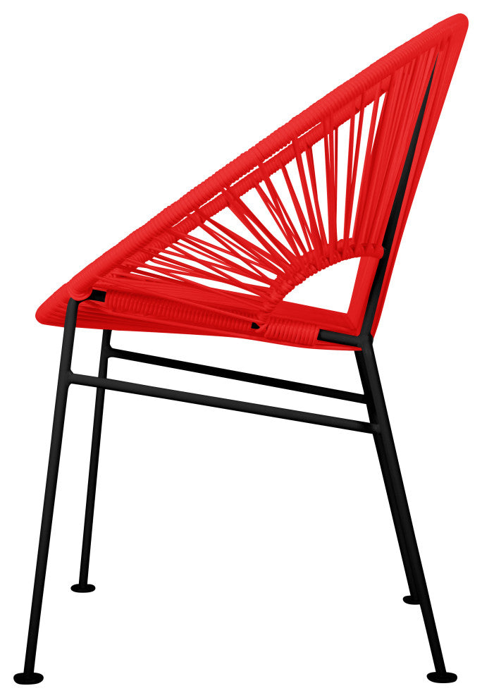 Concha Indoor/Outdoor Handmade Dining Chair, Red Weave, Black Frame