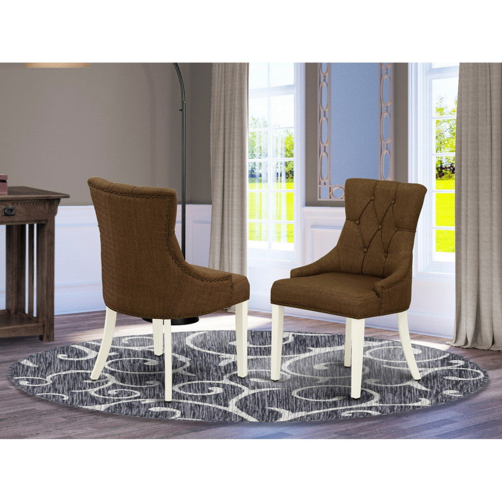 Friona Parson Chair With Linen White Leg And Linen Fabric Set of 2