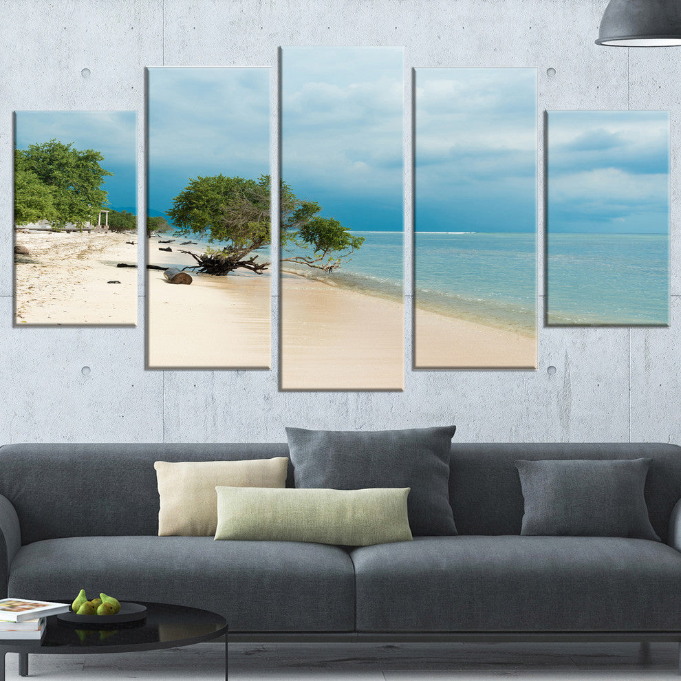 "Beautiful Coastline in Indonesia" Modern Seascape Wall Art, 5 Panels, 60"x32"