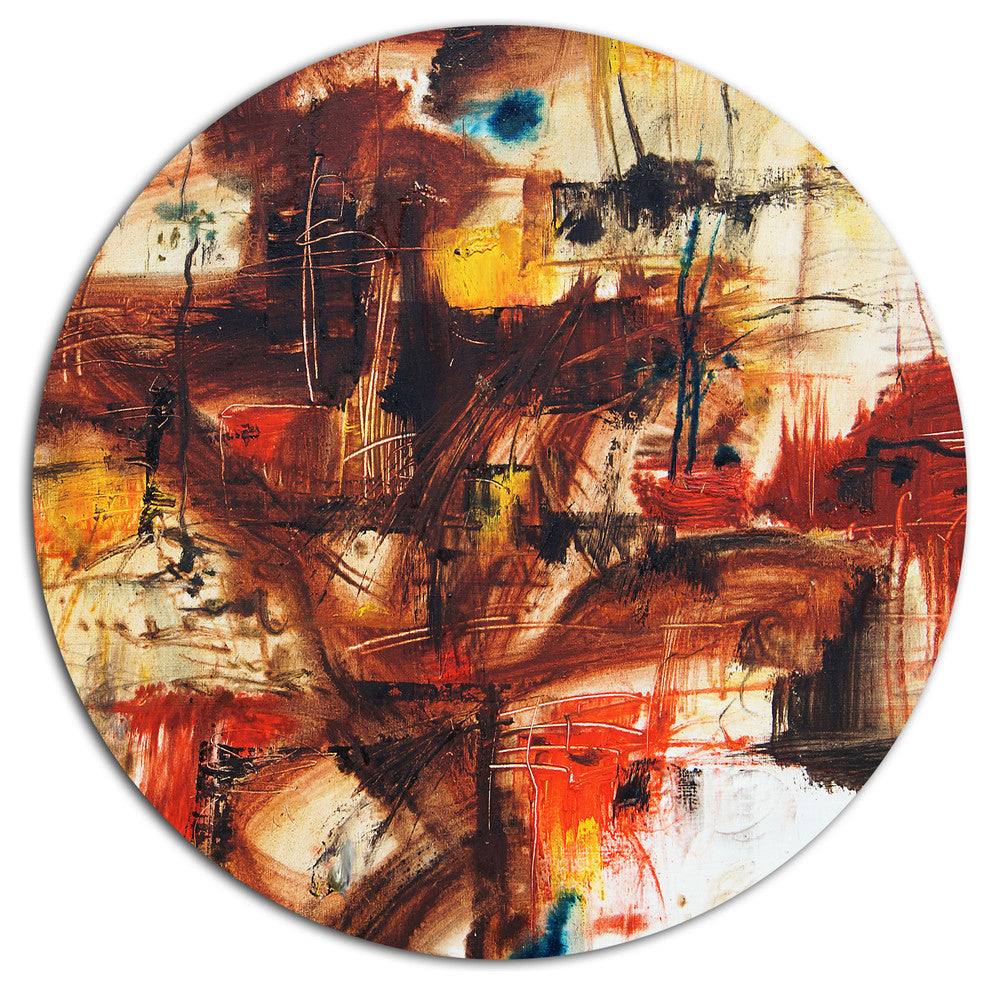 Watercolor Red And Yellow Spots, Abstract Disc Metal Wall Art, 11"